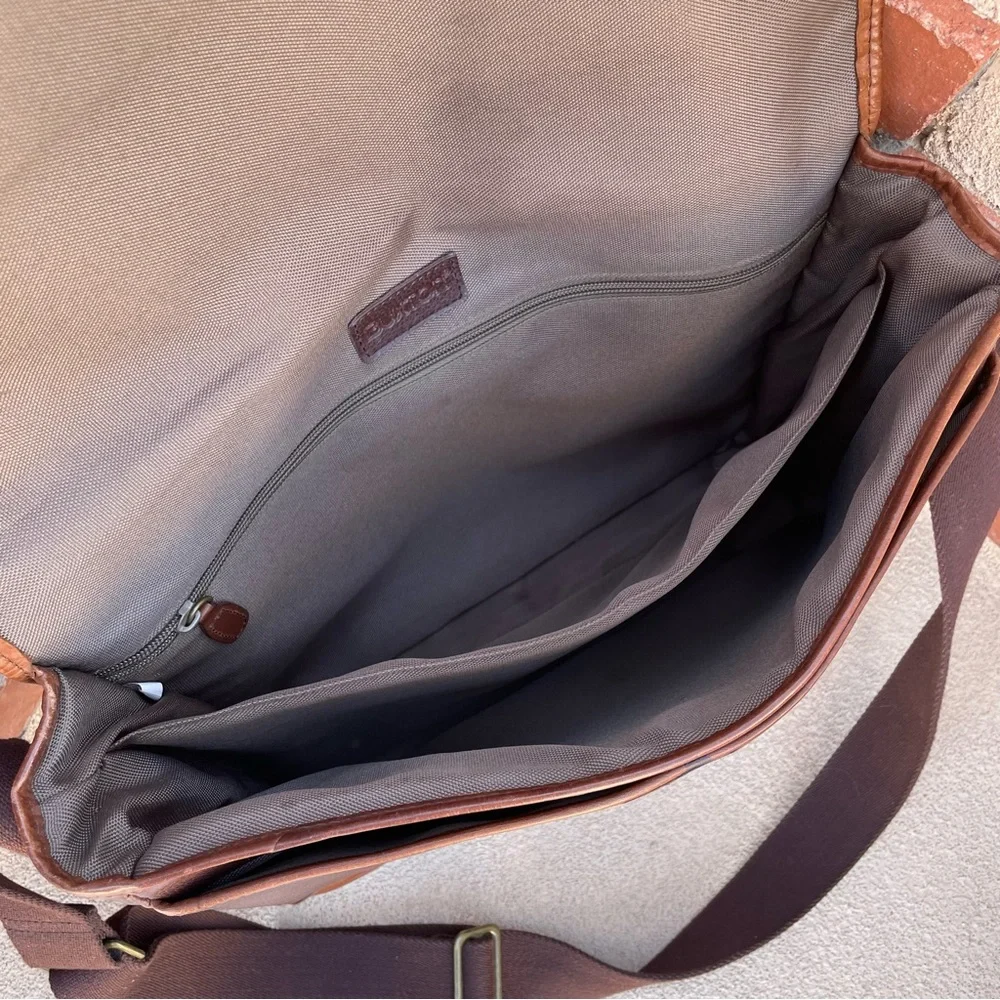VTG Buxton 💼 Leather Flap Clip Laptop/Briefcase/Messenger Bag in 2-Tone Brown